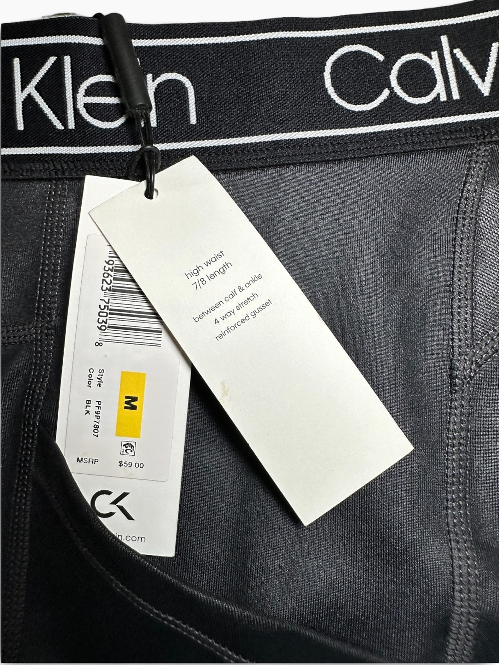 Calvin Klein Performance Black Logo-Waist Leggings 7/8 Sz M - Picture 8 of 9